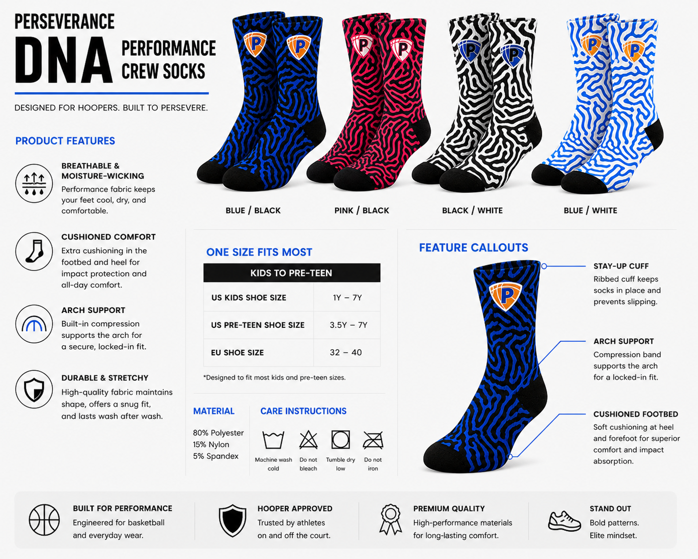 Perseverance DNA Performance Crew Socks